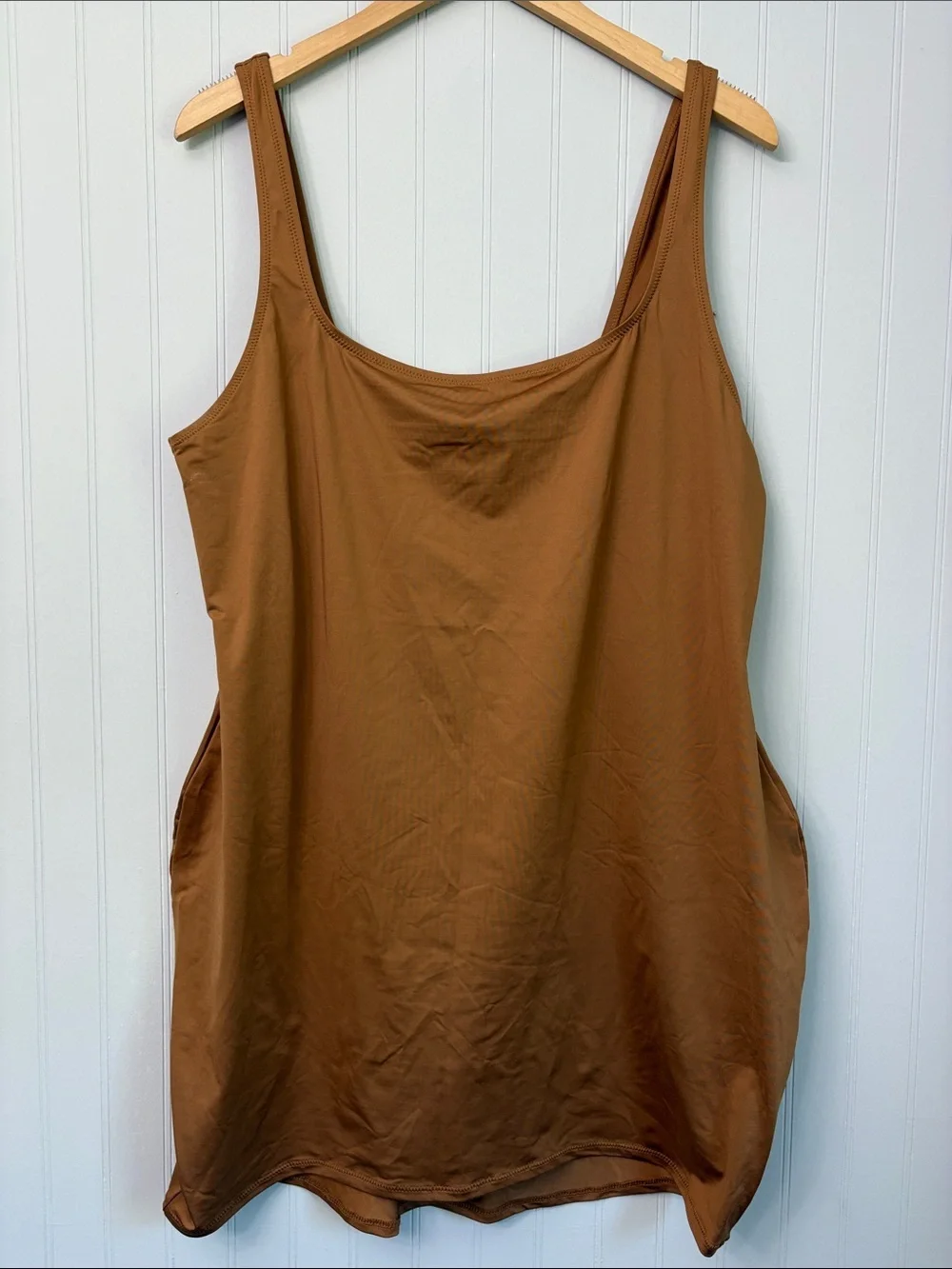Skims Signature Swim Tank Dress Brown Mini Women Size 4X NWT